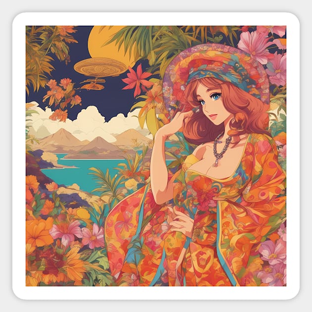 Manga Madness: Colorful Anime Girl Sticker by animegirlnft